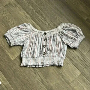 🌸4/$30🌸rebellion  Again | Boho Off The Shoulder Paisley And Floral Crop Top